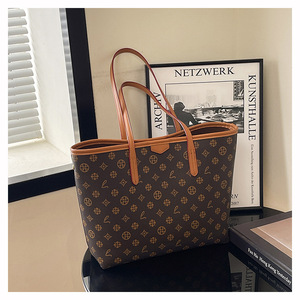 Bán Buôn New Thiết Kế Sang Trọng Của Phụ Nữ <span class=keywords><strong>Tote</strong></span> Túi Vàng Cổ Điển Cổ Điển In Công Suất Lớn Một Vai Crossbody Túi Xách - Product Image 1