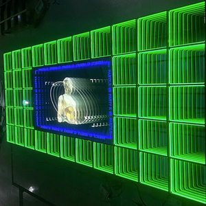 Custom 3D Logo Infinity <b>Mirror</b> Sign 50*50 Square RGB <b>Wall</b> Mount Multi Colors Neon Lighting Hotels Offices Decoration - Product Image 1