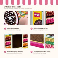 Griffoir pour chat en carton, thème boulangerie, motif pâtisserie, design boutique de donuts, pour chats d'intérieur, vente en gros, direct usine