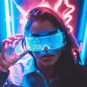 Lunettes de soleil lumineuses Cyberpunk à LED, style <span class=keywords><strong>science</strong></span>-<span class=keywords><strong>fiction</strong></span>, technologie futuriste, pour discothèque, très vendues - Product Image 5