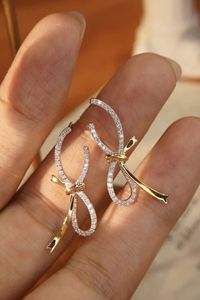 Xinfly <b>Fine</b> Jewelry 18k Real Gold Double Colors Natural Diamonds 0.38CT <b>Stud</b> <b>Earrings</b> - Product Image 2
