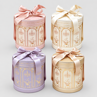 Boîte à fleurs ronde rose personnalisée, boîte cadeau cylindrique de luxe