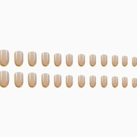 24 faux ongles dorés en amande, style français, semi-artisanaux, à presser, en acrylique, fabrication machine, couvrance totale, pour salon et usage quotidien