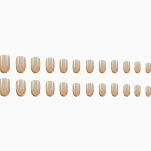 24 <span class=keywords><strong>Uñas</strong></span> Postizas Doradas Estilo Francés, Hechas a Mano, Acrílicas, Cobertura Total, para Uso Diario en Salón - Product Image 3