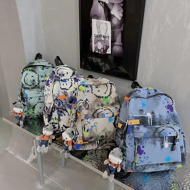 Factory Wholesale schoolbag unique design school bags eco-friendly graffiti-art student backpack fashion large