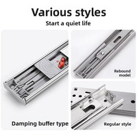 Accessoires de quincaillerie modernes en acier inoxydable pour rails de tiroirs de cuisine, salle à manger et salle de bain - Glissières à poulie amortissantes et silencieuses