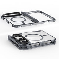 Nouvelle coque antichoc 2026 avec panneau arrière rigide transparent et cadre souple avec béquille métallique réglable pour iPhone 18 Duo