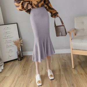 Jupe crayon midi décontractée unie à taille haute, nouvelle mode pour femme, motif queue de sirène rayée, collection automne - Product Image 2