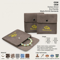 Sacs à bijoux personnalisés avec logo, pochettes en microfibre à bouton-pression pour colliers et bagues, avec insert et carte