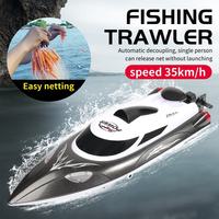 Kapal Umpan RC 2.4G Remote Radio Control 35km/jam Mainan RC High Toys HJ809 Lampu Malam Trawler RC Speed Boat Kapal Pancing Harga