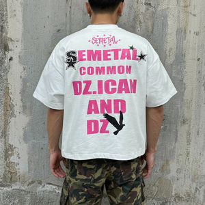 Nouveau Boxy Drop Shoulder Coton T-shirts Streetwear Impression Graphique T-shirt Personnalisé Lourd Cropped t-shirt pour Hommes - Product Image 2