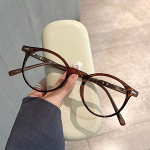 Monture de lunettes ronde Qianai, taille moyenne, verres en acrylique, anti-lumière bleue, montures optiques unisexes T3 8008 - Product Image 2