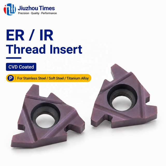 JiuzhouTimes 16ER 16IR CVD Coated HRC45 Carbide Threading Inserts for Steel Stainless CNC Lathe/Turning Machines OEM/ODM
