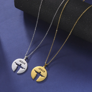 Collar con Colgante Redondo Personalizado de <span class=keywords><strong>Jesucristo</strong></span> el Redentor, Chapado <span class=keywords><strong>en</strong></span> Oro de 18K, Acero Inoxidable, Joyería Religiosa Cristiana, Regalo - Product Image 2