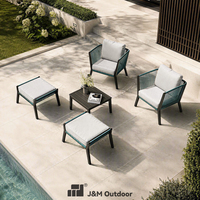 Fauteuil de club moderne J&M pour l'extérieur, table basse, mobilier de jardin en métal pour salon, piscine, attrayant