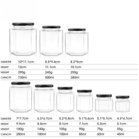 Bocaux hexagonaux multi-tailles en gros 4oz 8oz 12oz – Récipients alimentaires vides transparents en verre pour sauces, miel, confitures, cornichons avec couvercle métallique