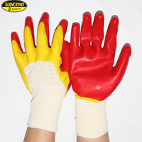 Gants de protection Suncend Safety Grip, en coton tricoté, avec paume enduite de latex, paume en caoutchouc et doigts entièrement recouverts, gants de travail
