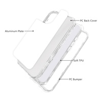 Novelcases - Fundas Protectoras para Teléfono Celular Transparentes, Resistentes al Agua y a los Golpes, con Placa de Aluminio TPU+PC 3 en 1 para Sublimación 2D, Personalizables