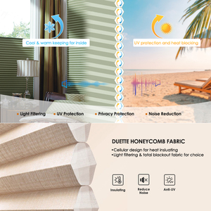 Stores cellulaires sans outils, sans vis, intégrés, sans chaîne, occultants, non tissés, en nid d'abeille, pour fenêtre - Product Image 6