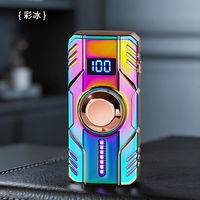 Briquet LED à commande vocale, rotatif, avec affichage du niveau de batterie, coupe-vent, électrique, avec gaz butane
