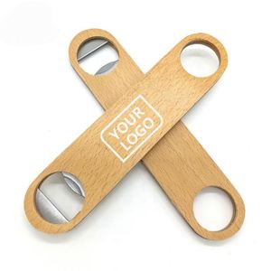 Abridor de Botellas de Madera con Logotipo Personalizado, Ecológico, de Madera de Haya, con Orificio para el Dedo - Product Image 1