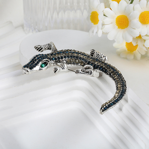 Mới hợp thời trang cổ điển cá sấu lớn trâm động vật sang trọng trâm cài cho nam giới hoặc bạn trai món quà cưới cho trẻ em - Product Image 1