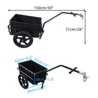 Remorque de vélo robuste avec grande boîte de transport en plastique, remorque utilitaire à deux roues pour le shopping et le camping