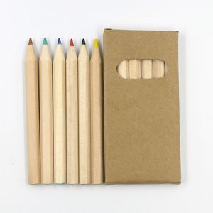 Crayons de couleur naturels en bois, lot de 6 pièces, boîte en papier kraft, pour le dessin et la coloration des enfants de maternelle - Product Image 1