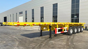 Promotion : Semi-remorque plateau personnalisable 40 pieds à 4 essieux pour le transport de tuyaux en acier, conteneurs et machines - Product Image 2