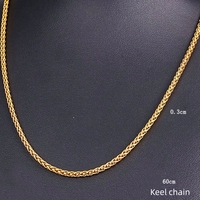 Multistyle Plaqué or 18 carats Chaîne en acier inoxydable imperméable Snake Bone Box Blade Fried Dough Twists Cuban Chain Necklace