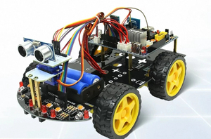 Kit de chasis de coche robot inteligente DIY, juguete educativo de robótica de 4 ruedas con evitación de obstáculos ultrasónico para la programación de estudiantes - Product Image 2