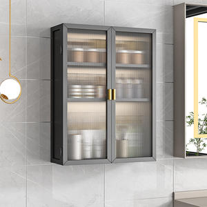 Étagère de Rangement Murale Sans Perçage en Acier Inoxydable, Armoire de Salle de Bain pour Cosmétiques avec Lavabo, <span class=keywords><strong>Meuble</strong></span> Haut de Salle de Bain - Product Image 4