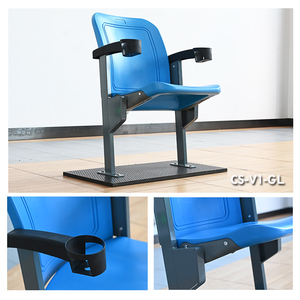 Silla de plástico HDPE para montaje en el suelo, asiento fijo con portavasos, CS-V1-GLS - Product Image 2