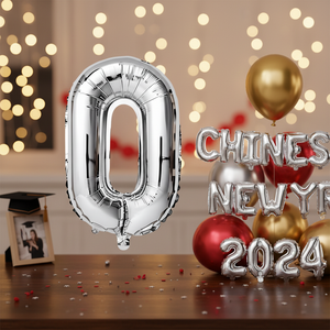 Palloncino a Forma di 'O' Argento da 16 Pollici Stile Perla Decorazioni per Feste Laurea Capodanno Cinese Eventi Tecnica di Stampa Inclusa - Product Image 3