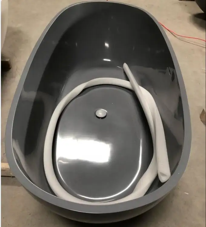 Автономное белое гелевое покрытие из искусственного бетона, Автономная акриловая голландская ванна, каучуковая душевая Ванна