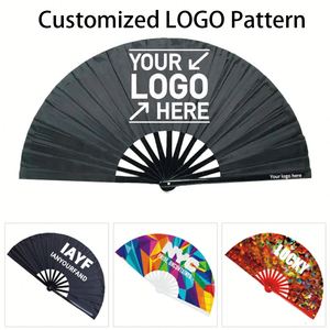 พัดมือพลาสติก ไม้ไผ่ พิมพ์โลโก้ตามสั่ง สำหรับงานแต่งงาน พัดจีนแบบพับได้ พัดตบมือ - Product Image 3