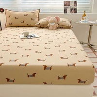 Ensemble de draps-housses 4 pièces 100 % coton à bords zigzag, imprimé chiots et animaux marins, certifié OEKO-TEX, 400 fils au pouce carré, pour l'Australie et les États-Unis