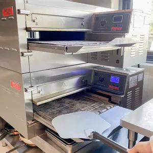 Oven pizza listrik komersial dijual, mesin pembuat Pizza oven panggang 12 18 32 inci dengan batu berputar