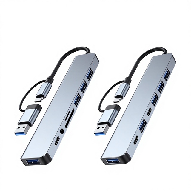 HUB Type-C Double Head Series Docking Station with 10 Ports