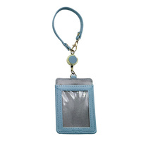 Porte-cartes en cuir PU personnalisé OEM porte-badge promotionnel de conception simple sans fermeture pour les entreprises avec blocage RFID