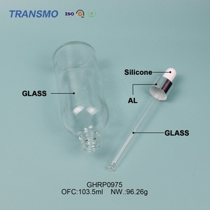 Flacon compte-gouttes rond en verre de luxe personnalisable de 100 ml pour crème visage et contour des yeux, et pour huile ou lotion - Product Image 4