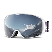 Masque de ski pour adulte HB-10D avec verres miroir, protection anti-buée et anti-éblouissement, argenté, protection UV400, sangle réglable, couvrance intégrale