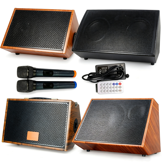 40 80W Outdoor Stage Guitar Amp 2 Mic Church Wireless Powered All-in-one PA System Vocal Musical Instrument Amplifier Speaker