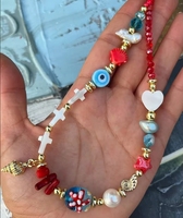 Collar de Perlas Grandes de Agua Dulce Natural con Colgante de Acero Inoxidable Estilo Playa, para Mujer, con Cadena de Eslabones, Regalo de Verano