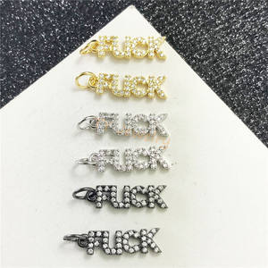 CZ Micro Pave Letter <strong>Word</strong> Pendant/<strong>Charm</strong> Brass 18K Gold Plated Zircon for Children's Jewelry Making Necklace Bracelet <strong>Charm</strong> - Product Image 1