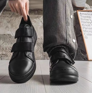 <b>Matte</b> leather double-weave metal snap Velcro casual board shoes for commuting with high appearance level skateboard single shoes - Product Image 2
