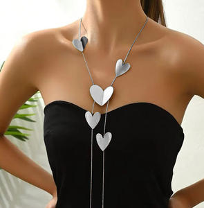 Kadınlar için QH uzun kolye uygun tatil Wea, günlük kazak zinciri basit zarif takı kalp Dainty takı toptan toplu - Product Image 5