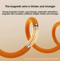 Kabel Data Pengisian Cepat 240W USB-A Magnetik Empat-dalam-Satu dengan Konektor Micro USB/Type-C, Jalinan Jaring Ikan, Garansi 12 Bulan