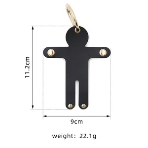 Llavero de moda de cuero PU con forma de persona pequeña, colgante creativo para bolso, llavero para coche, organizador de llaves portátil, regalos para bolso de mano - Product Image 6