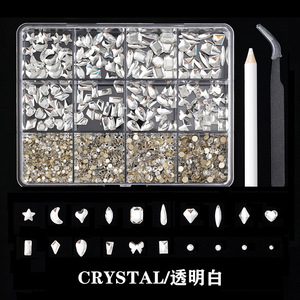 Piedras de Resina 3D Multiforma para Uñas, 12 Rejillas, Gemas de Cristal de Base Plana, Set de Decoración para Manicura con Herramienta de Pinzas y Bolígrafo - Product Image 5